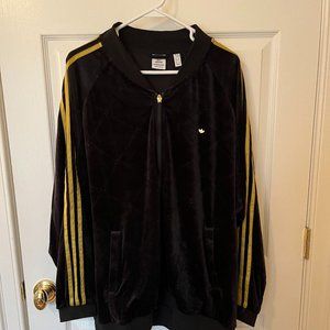 Adidas Originals Track Jacket in Velvet (Black and Gold) - Size XL